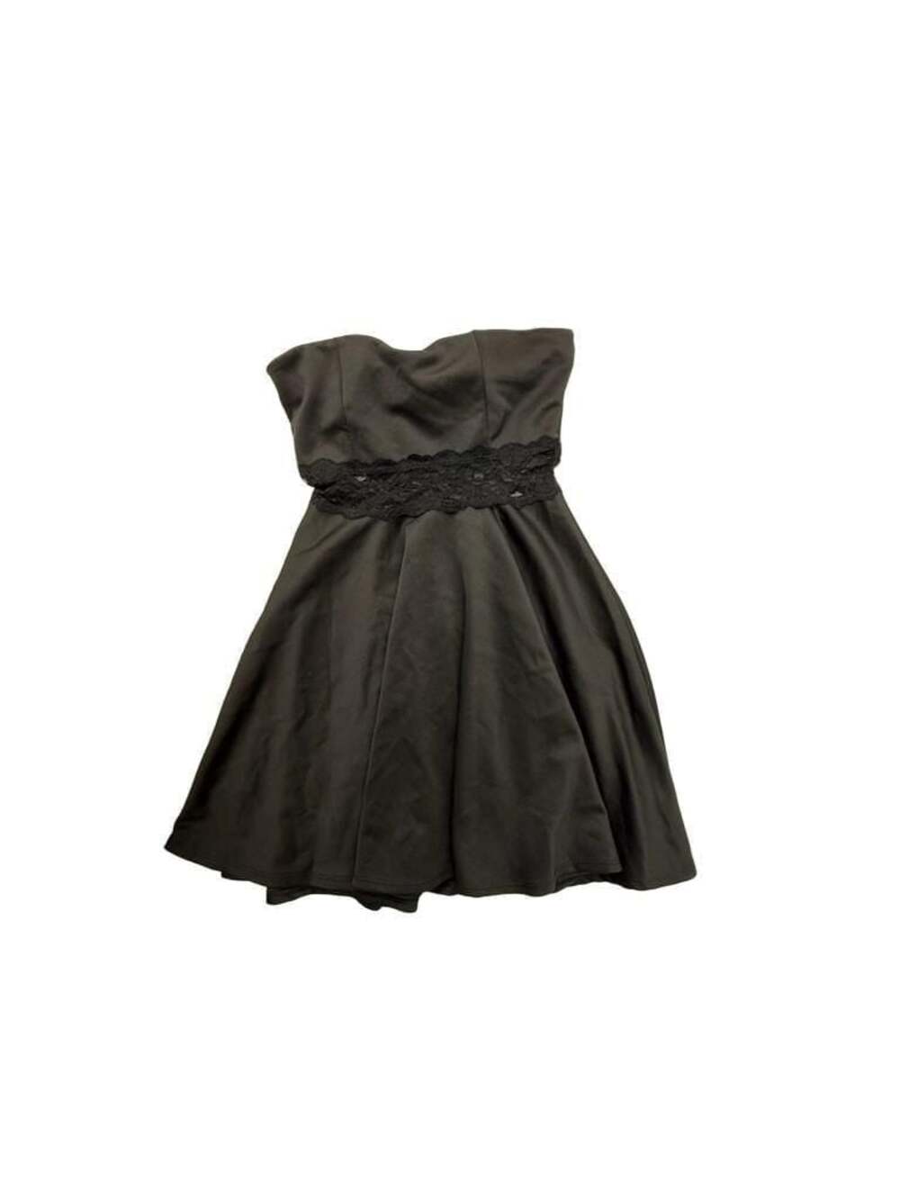 Wild Daisy Black Strapless A-Line Mini Dress with Lace Waist Detail
